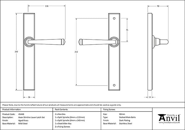 Avon Slimline Lever Espag. Latch Set