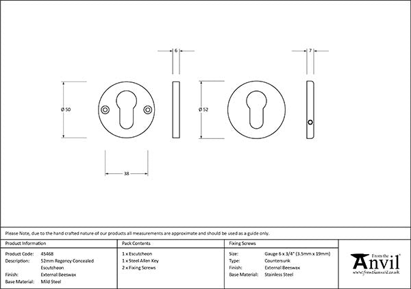 52mm Regency Concealed Escutcheon