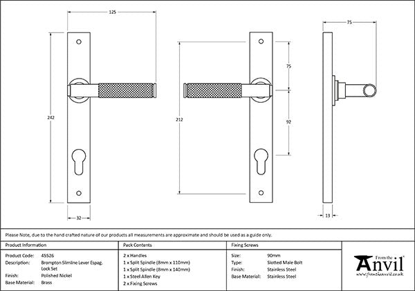 Brompton Slimline Lever Espag. Lock Set