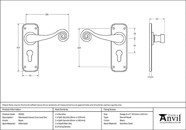 Monkeytail Lever Euro Lock Set