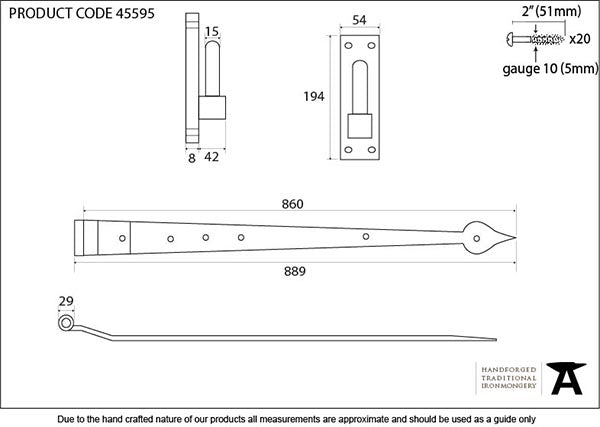 35" Hook & Band Hinge - Cranked (pair)