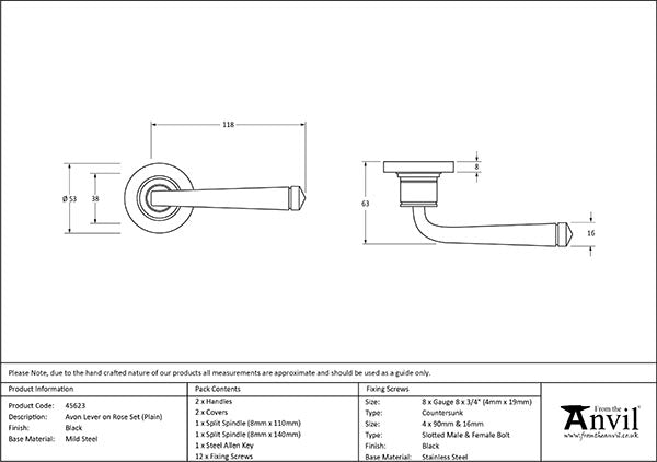 Avon Round Lever on Rose Set Plain Rose (Sprung)