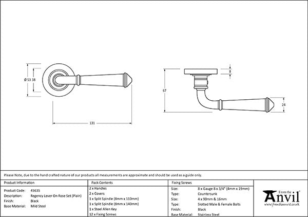 Regency Lever on Rose Set Plain Rose (Sprung)