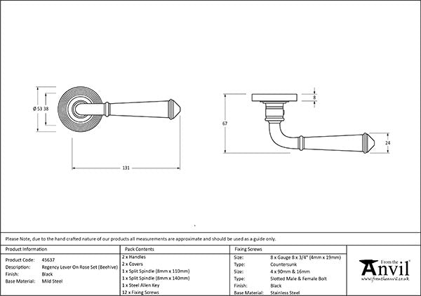 Regency Lever on Rose Set Beehive Rose (Sprung)