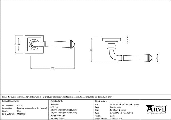 Regency Lever on Rose Set Square Rose (Sprung)