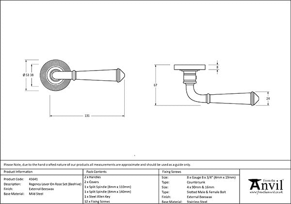 Regency Lever on Rose Set Beehive Rose (Sprung)