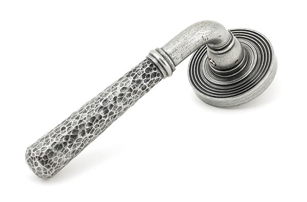 Hammered Newbury Lever on Rose Set Beehive Rose (Sprung)