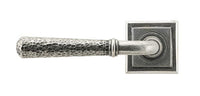 Hammered Newbury Lever on Rose Set Square Rose (Sprung)