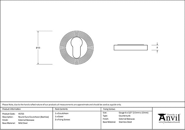 Round Euro Escutcheon Beehive