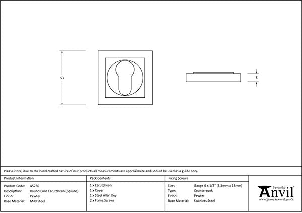 Round Euro Escutcheon Square