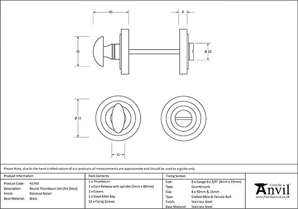 Round Thumbturn Set Art Deco Rose