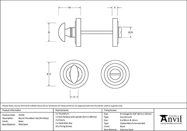 Round Thumbturn Set Art Deco Rose