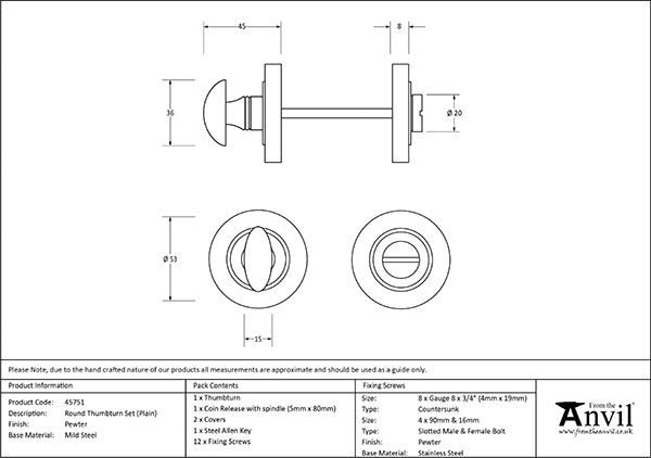 Round Thumbturn Set Plain Rose