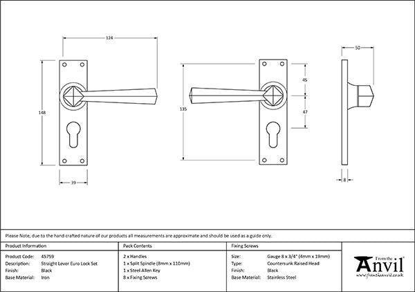 Straight Lever Euro Lock Set