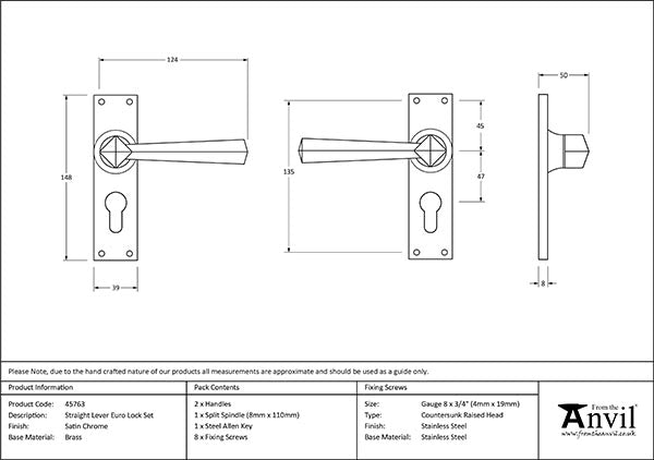 Straight Lever Euro Lock Set