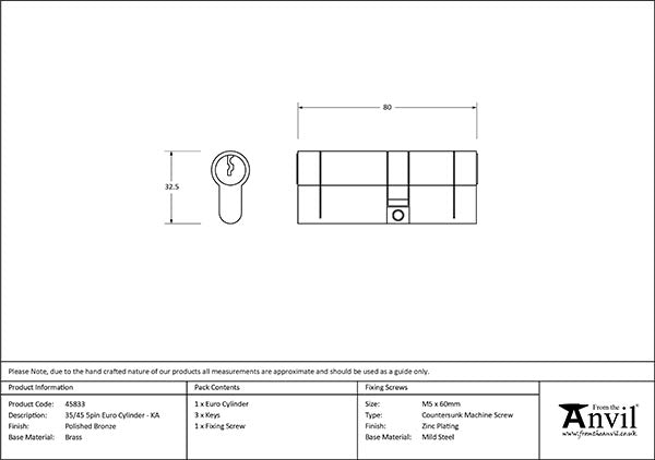 5 Pin Euro Cylinder 35/45 Keyed-alike