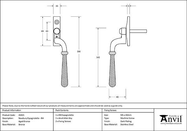 Right-Handed Hammered Newbury Espag