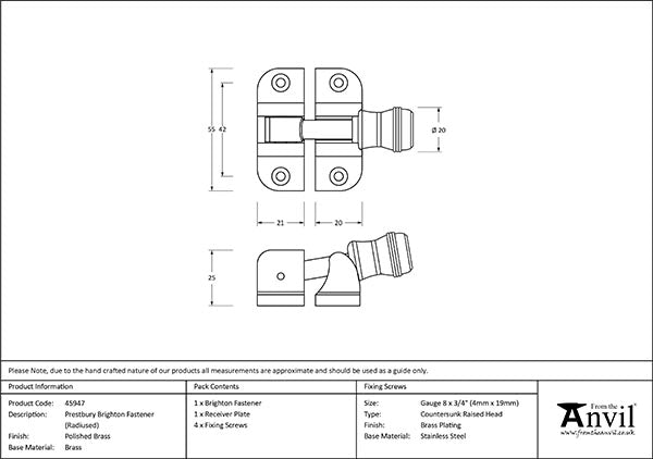 Prestbury Radiused Brighton Fastener