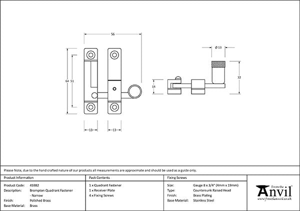 Brompton Quadrant Fastener - Narrow