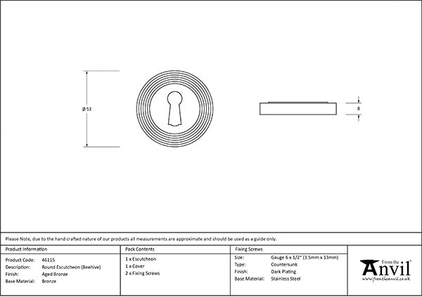 Round Escutcheon Beehive