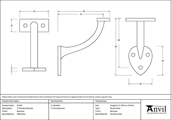 3" Handrail Bracket