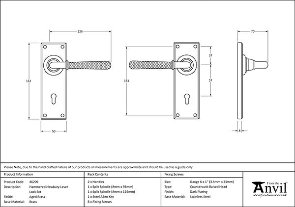 Hammered Newbury Lever Lock Set