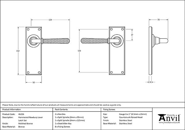 Hammered Newbury Lever Latch Set