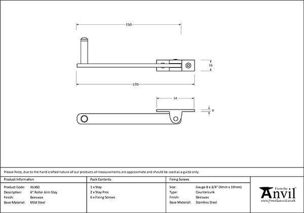 6" Roller Arm Stay