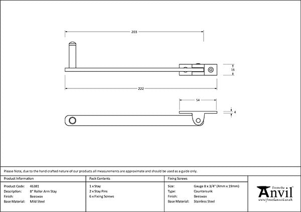 8" Roller Arm Stay