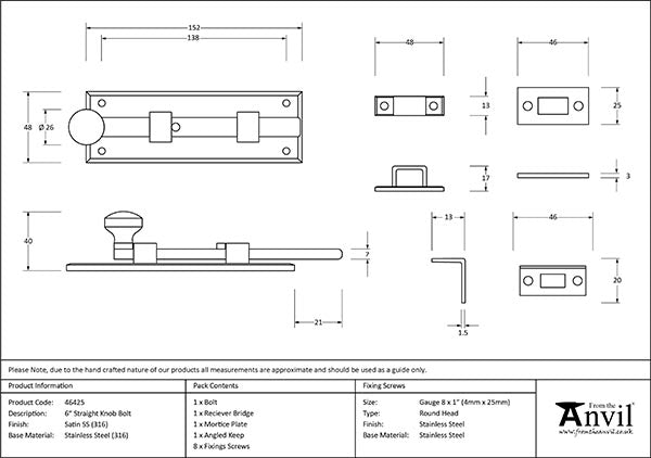 6" Universal Bolt