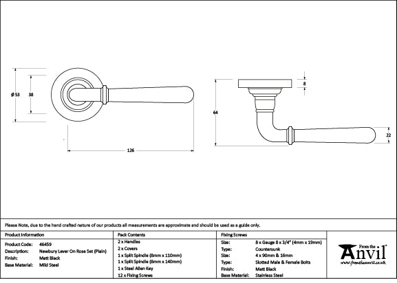 Newbury Lever on Rose Set Plain Rose (Sprung)