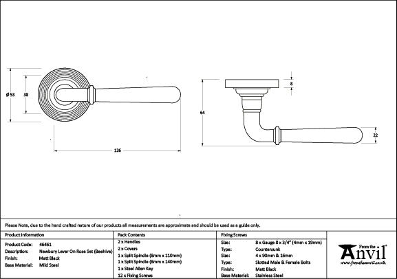 Newbury Lever on Rose Set Beehive Rose (Sprung)