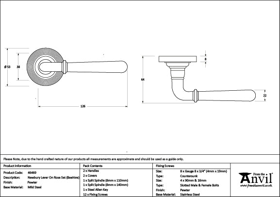 Newbury Lever on Rose Set Beehive Rose (Sprung)