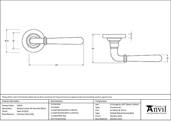 Newbury Lever on Rose Set Plain Rose (Sprung)