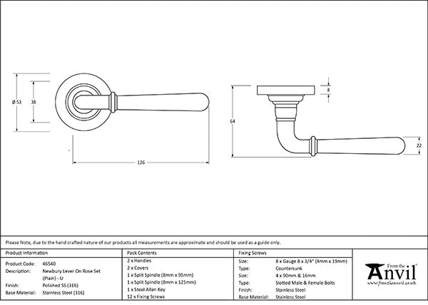 Newbury Lever on Rose Set Plain Rose (Unsprung)