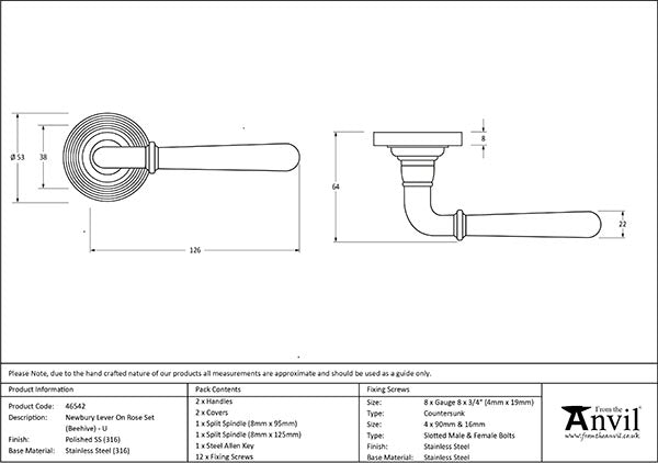 Newbury Lever on Rose Set Beehive Rose (Unsprung)