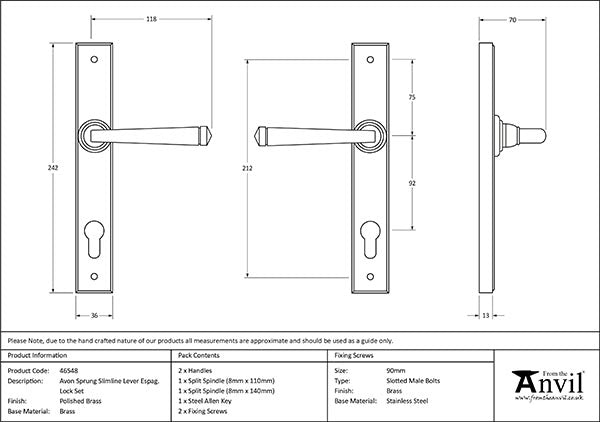 Avon Slimline Lever Espag. Lock Set