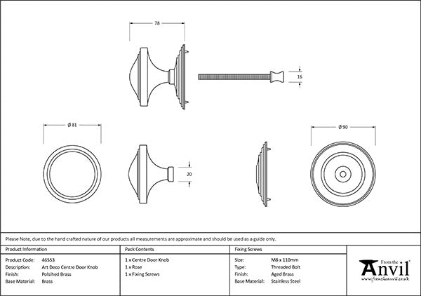 Art Deco Centre Door Knob