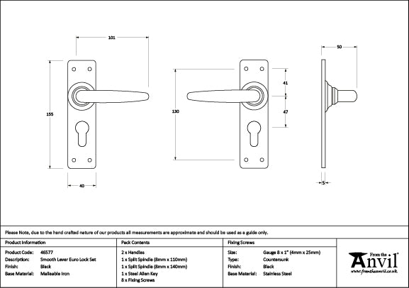 Smooth Lever Euro Lock Set