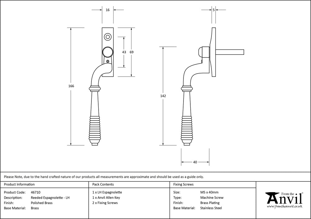 Left-Handed Reeded Espag