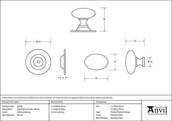 40mm Oval Cabinet Knob