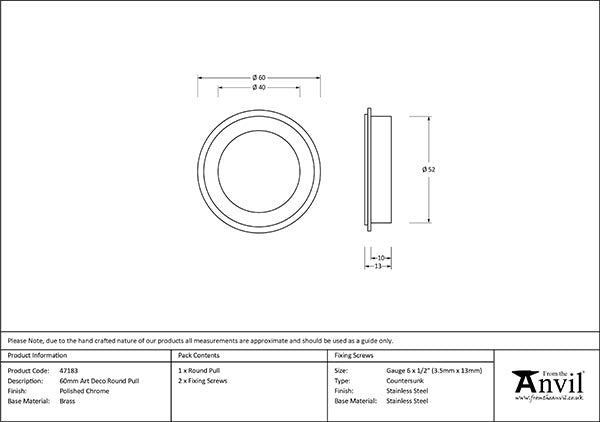 60mm Art Deco Round Pull