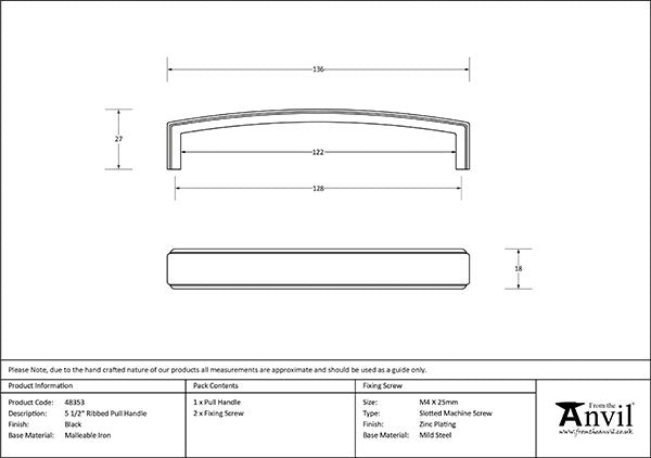 5 ½" Ribbed Pull Handle