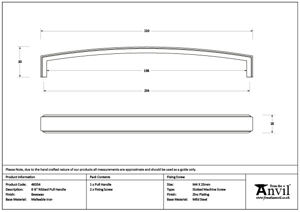 9 ½" Ribbed Pull Handle