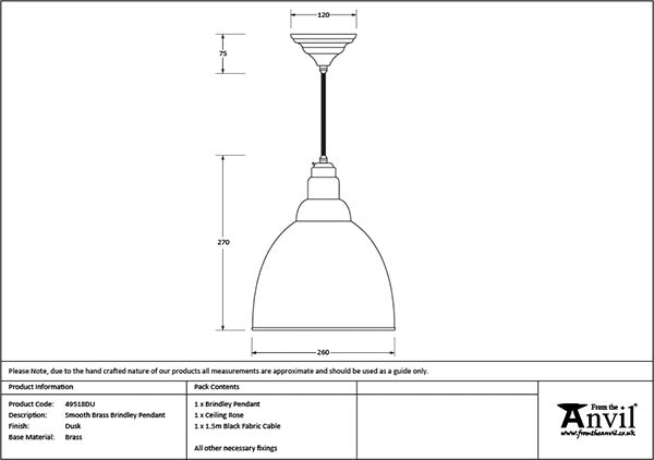 Smooth Brass Brindley Pendant