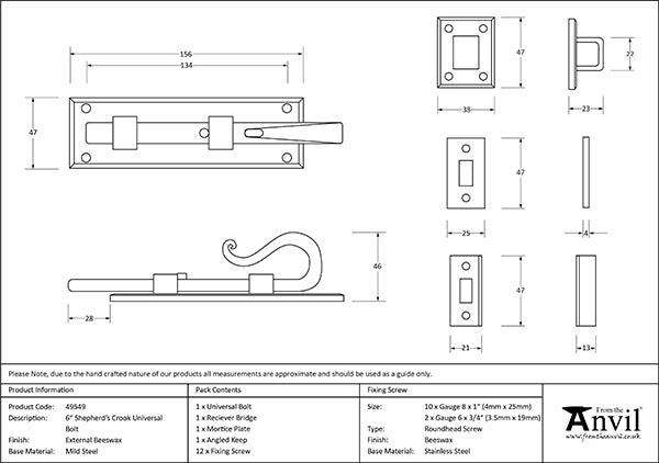 6" Shepherd's Crook Universal Bolt