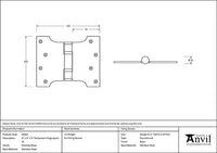 4" x 3" x 5" Parliament Hinges SS (pair)