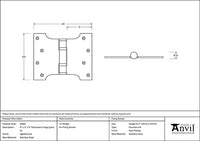 4" x 3" x 5" Parliament Hinges SS (pair)