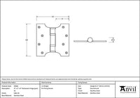 4" x 2" x 4" Parliament Hinges SS (pair)