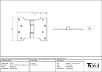 4" x 3" x 5" Parliament Hinges SS (pair)